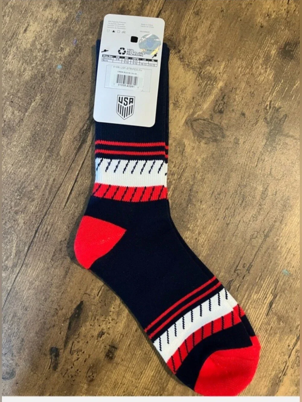 USA Crest Navy & Red Men's Crew Socks